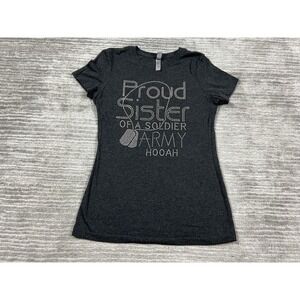 Proud Sister Army Soldier Shirt Womens Medium Short Sleeve Next Level